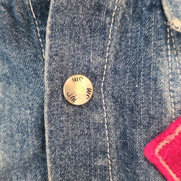 Girls 3T Denim Jacket patches with floral applique oversized look JM Originals - Picture 4 of 10